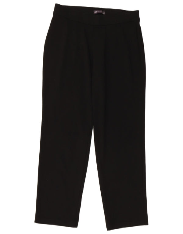 Calça feminina reta casual Marks & Spencer Reino Unido 12 médio W28 L27 preta