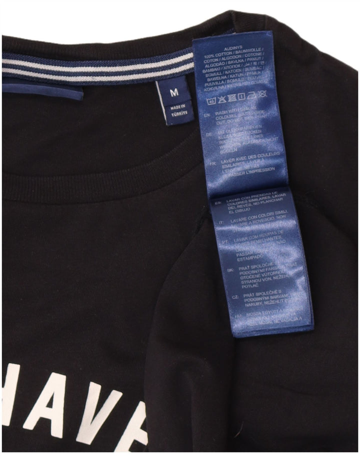 Camiseta masculina Gant New Haven com estampa gráfica de algodão preto médio
