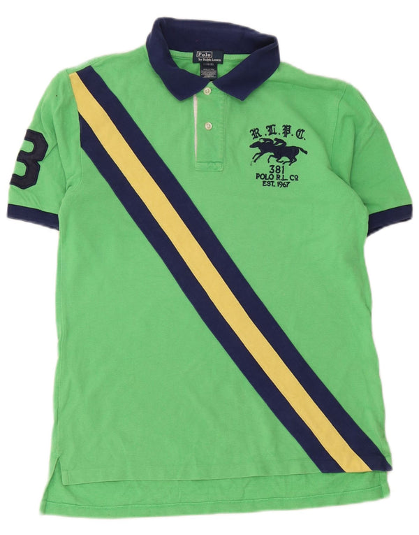 Polo Ralph Lauren Camisa gráfica masculina 14-15 anos grande bloco colorido verde