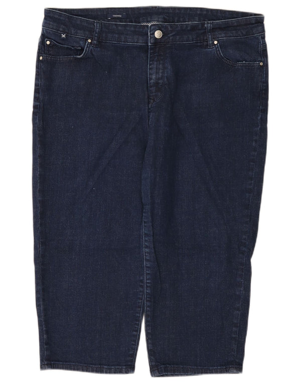 Jeans recortados femininos Crew Clothing UK 18 XL W38 L19 azul marinho algodão