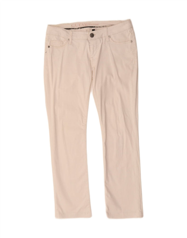 GUESS Womens Slim Casual Trousers W30 L28 White Cotton Vintage Guess and Second-Hand Guess from Messina Hembry 