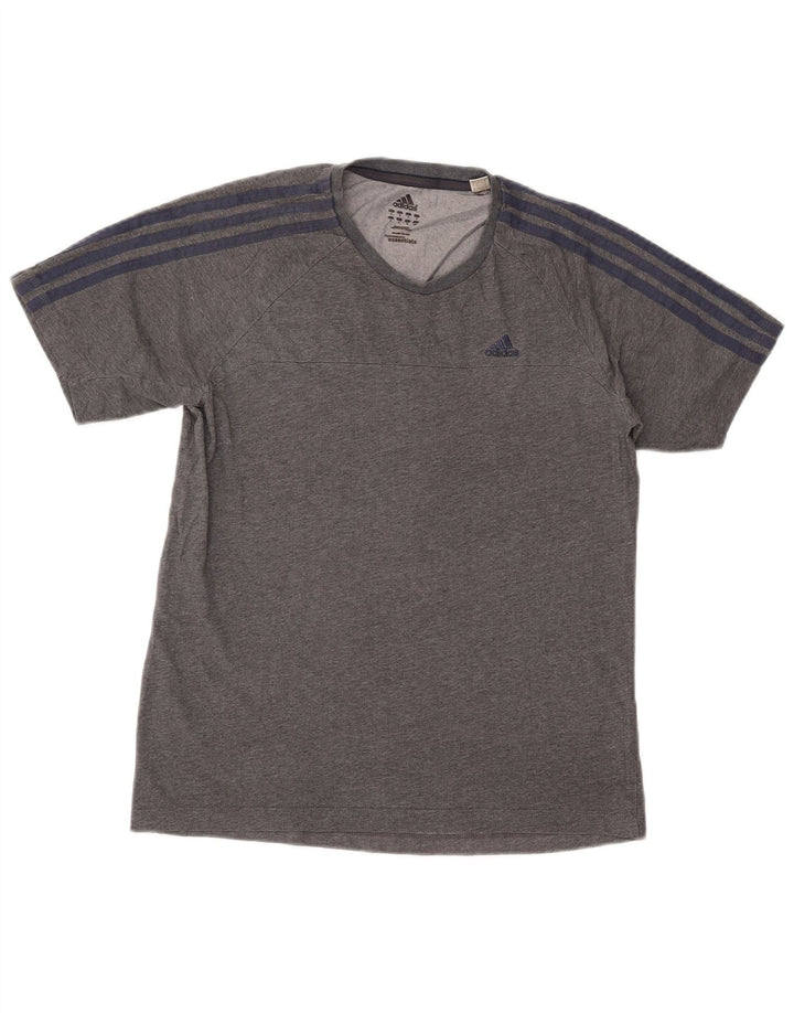 Camiseta masculina Adidas Climalite Top pequeno algodão manchado cinza
