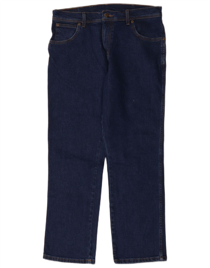Wrangler Mens Regular Fit Jeans Reta W34 L30 Azul Algodão