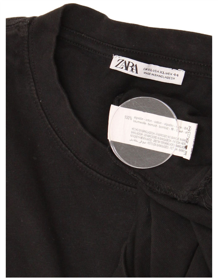 Camiseta masculina ZARA Top XL algodão preto