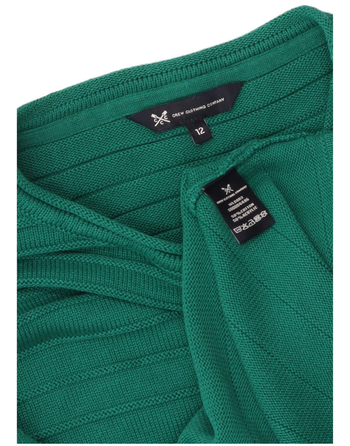 Suéter feminino com gola canoa CREW CLOTHING Reino Unido 12 algodão verde médio