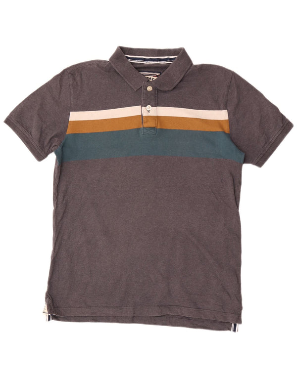 Camisa polo masculina Fat Face algodão listrado cinza médio