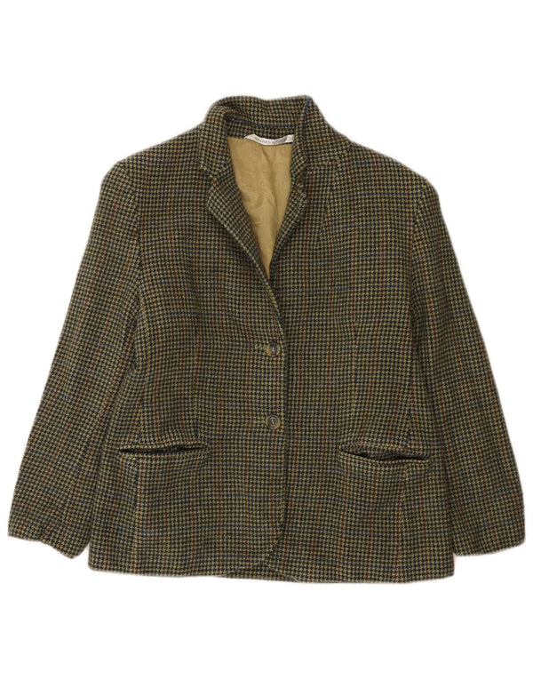 Jaqueta Marks & Spencer Feminina Petite Blazer Reino Unido 12 Médio Verde Houndstooth