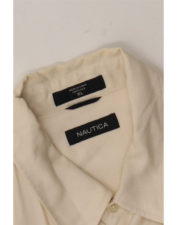 Camisa masculina de manga curta Nautica XL bege seda