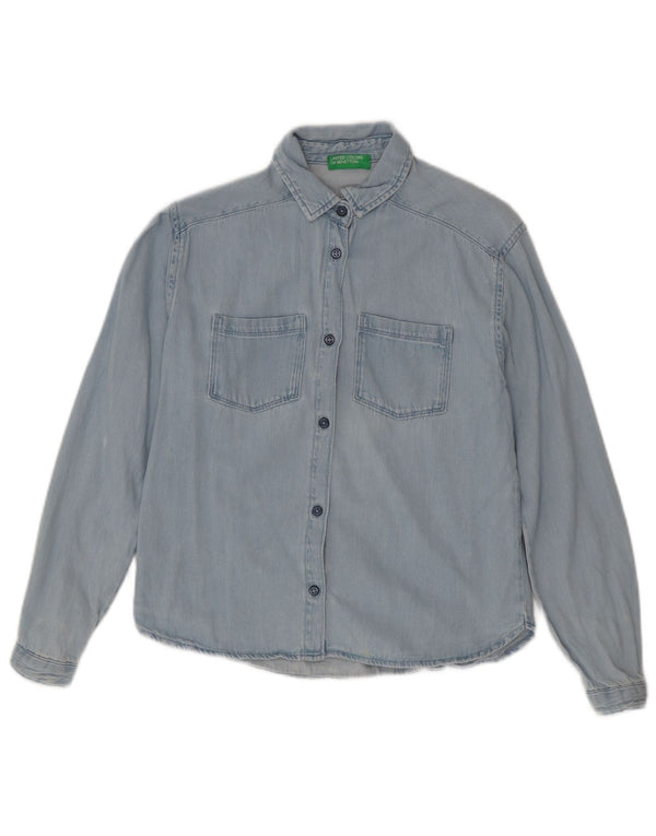 Camisa jeans feminina BENETTON 11-12 anos 2XL algodão azul