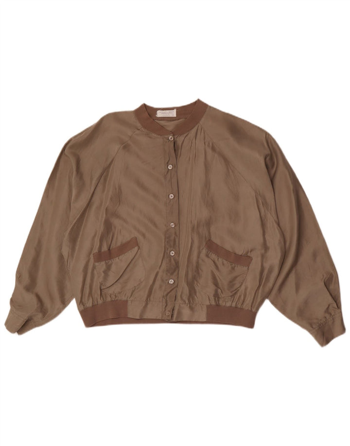 Jaqueta bomber oversized feminina Marco Pecci IT 42 médio marrom seda