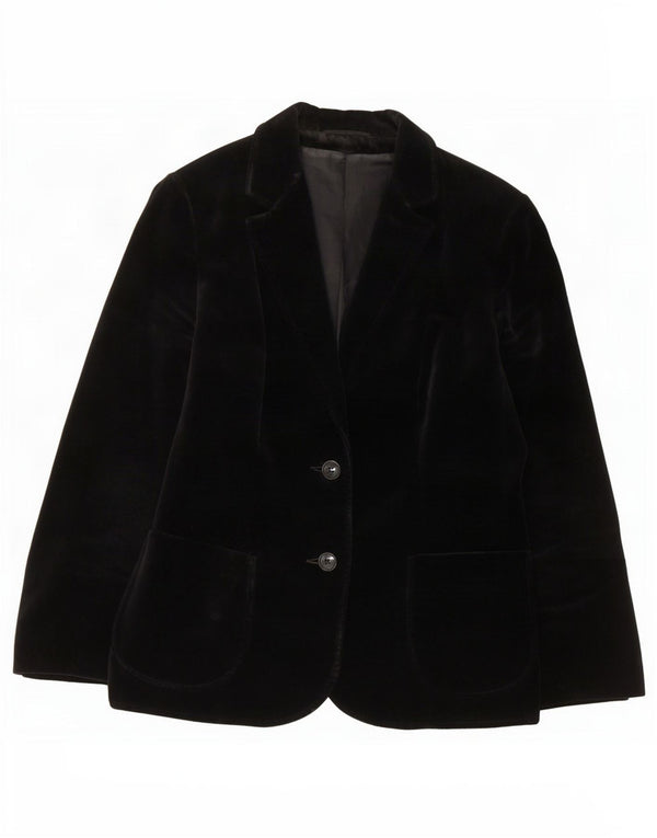Jaqueta blazer feminina de veludo com 2 botões St Michael Reino Unido 14 algodão preto médio