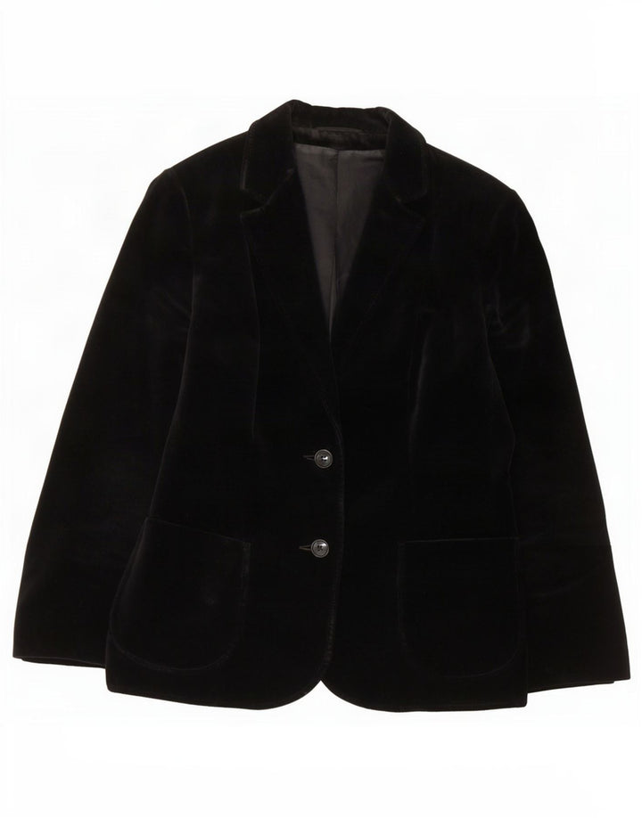 Jaqueta blazer feminina de veludo com 2 botões St Michael Reino Unido 14 algodão preto médio