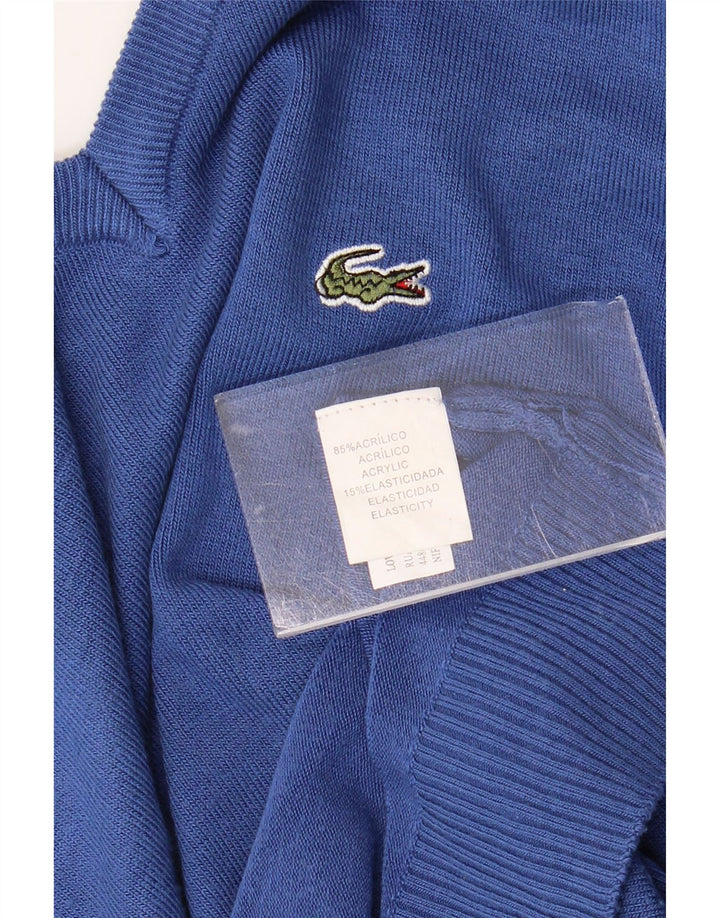 Suéter masculino LACOSTE com decote em V pequeno azul acrílico
