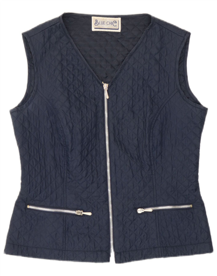 Colete acolchoado feminino vintage IT 42 poliéster azul marinho médio