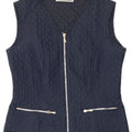 Colete acolchoado feminino vintage IT 42 poliéster azul marinho médio