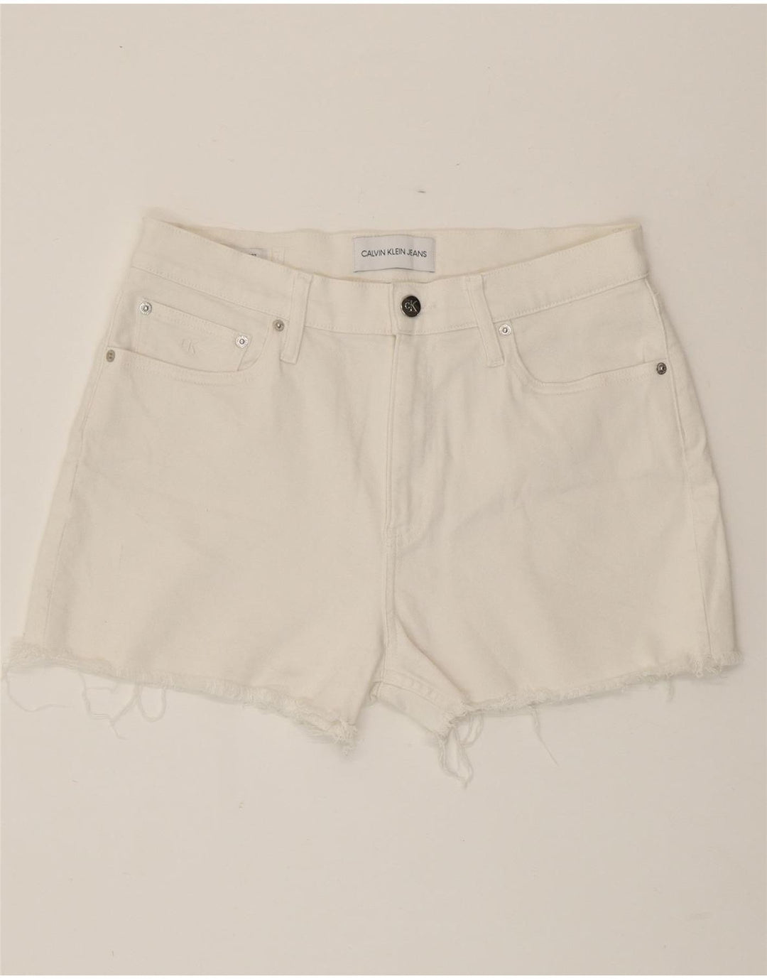 Shorts jeans feminino CALVIN KLEIN W30 algodão branco médio