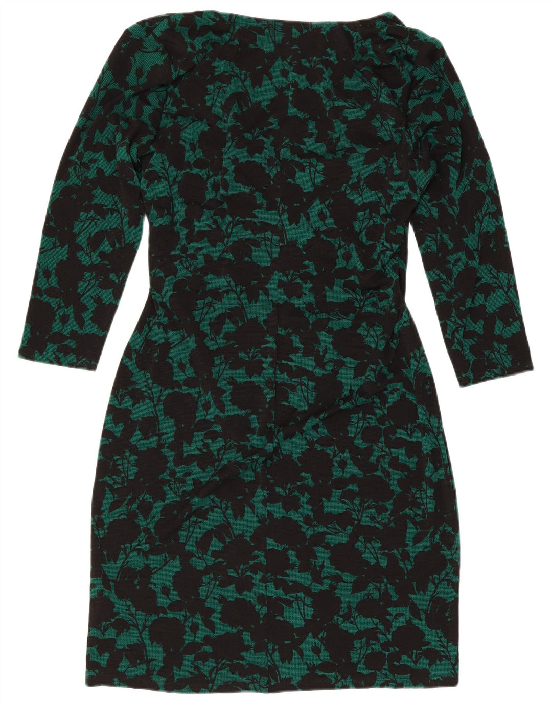 Vestido feminino com bainha de manga 3/4 da Chaps, grande, verde, floral, poliéster