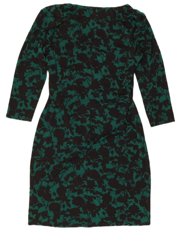 Vestido feminino com bainha de manga 3/4 da Chaps, grande, verde, floral, poliéster