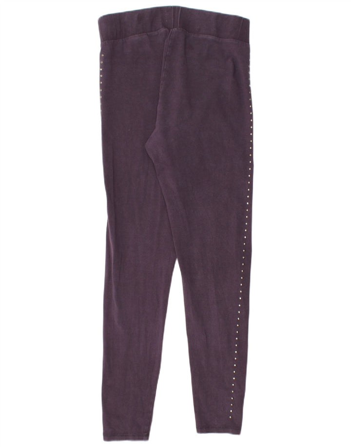 Leggings femininos Marks & Spencer Reino Unido 12 algodão manchado roxo médio