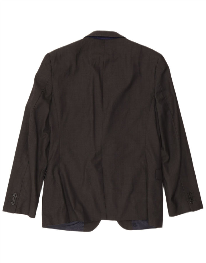 Jaqueta blazer masculina de 2 botões Ted Baker Reino Unido 38 lã cinza médio