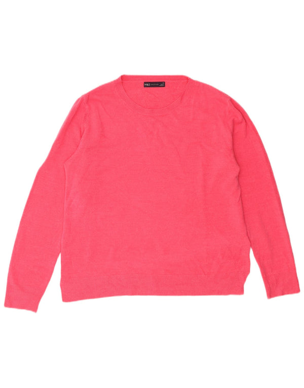 Suéter feminino com gola canoa Marks & Spencer Reino Unido 16 grande acrílico rosa
