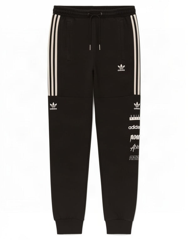 Adidas Mens Graphic Treino Calças Joggers Pequeno Algodão Preto