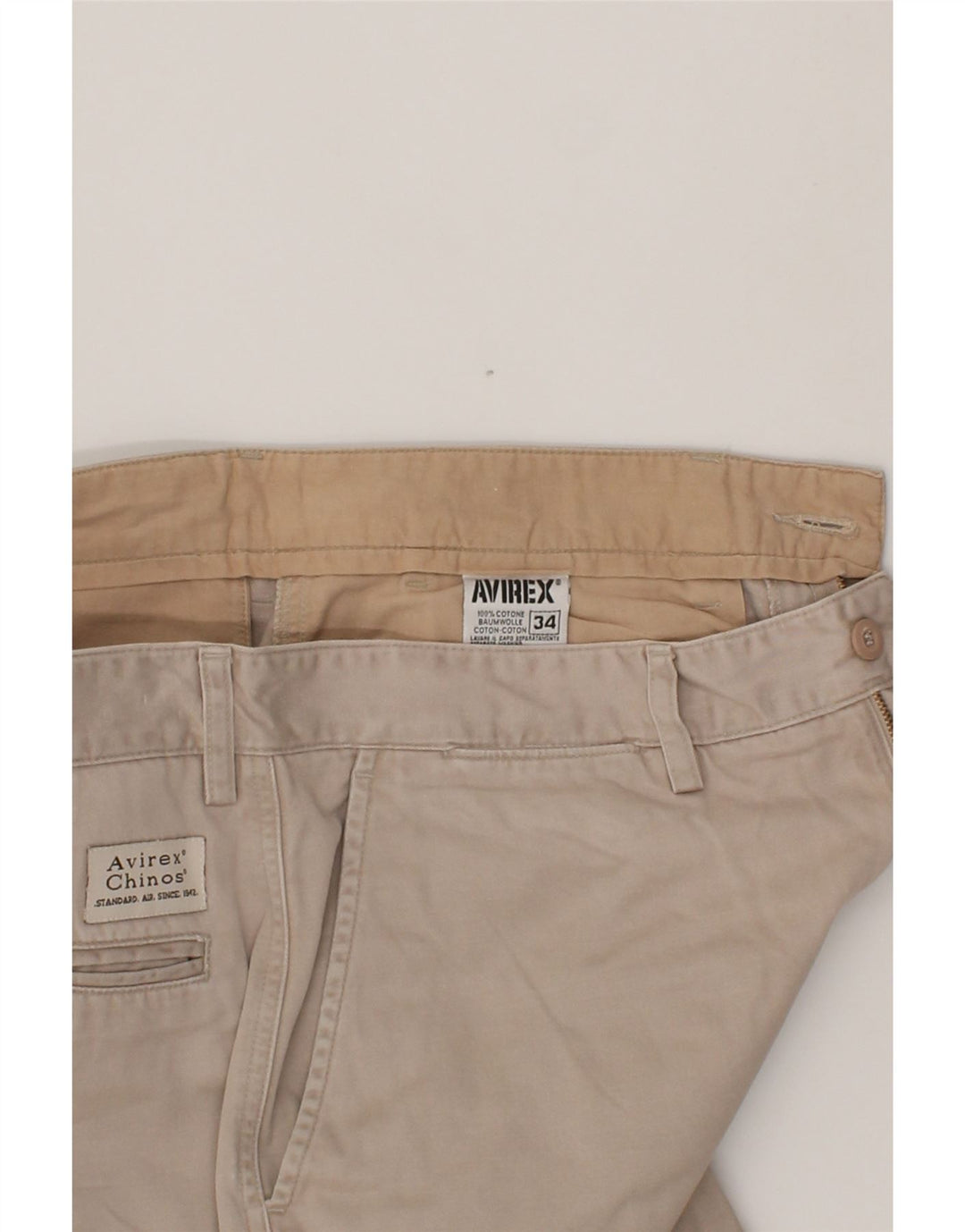 AVIREX Mens Straight Chino Trousers W34 L30 Beige Cotton Vintage Avirex and Second-Hand Avirex from Messina Hembry 