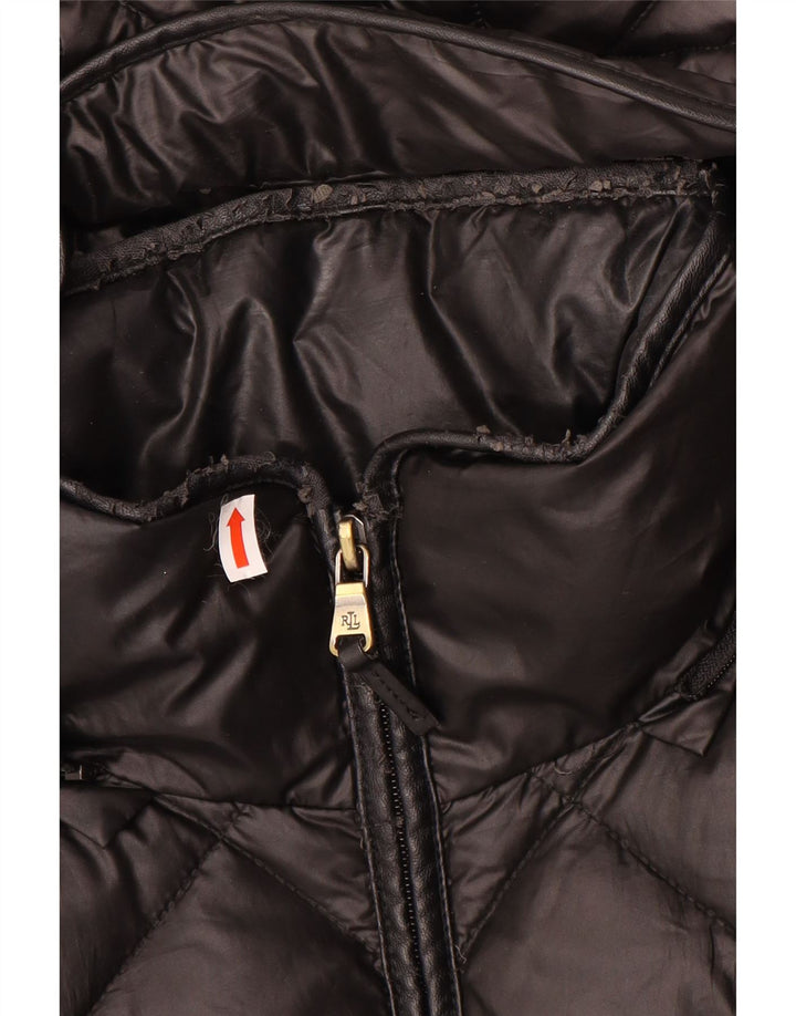 Jaqueta acolchoada com capuz feminina Ralph Lauren Reino Unido 10 poliéster preto pequeno