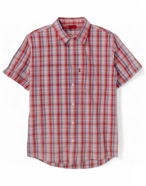 Camisa masculina de manga curta Levi's grande xadrez vermelho