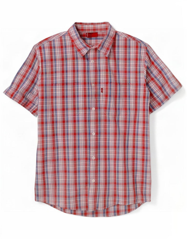 Camisa masculina de manga curta Levi's grande xadrez vermelho