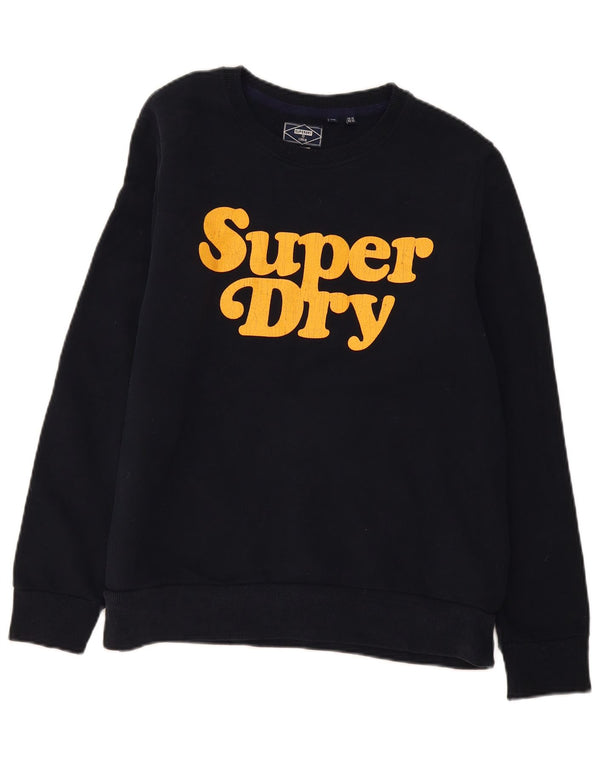 Suéter gráfico feminino Superdry UK 16 grande algodão preto