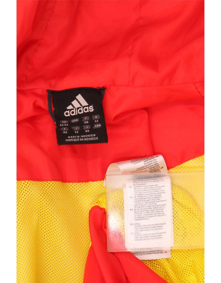 Adidas Mens Hooded Rain Jacket UK 42/44 Grande Vermelho Colorblock Poliéster