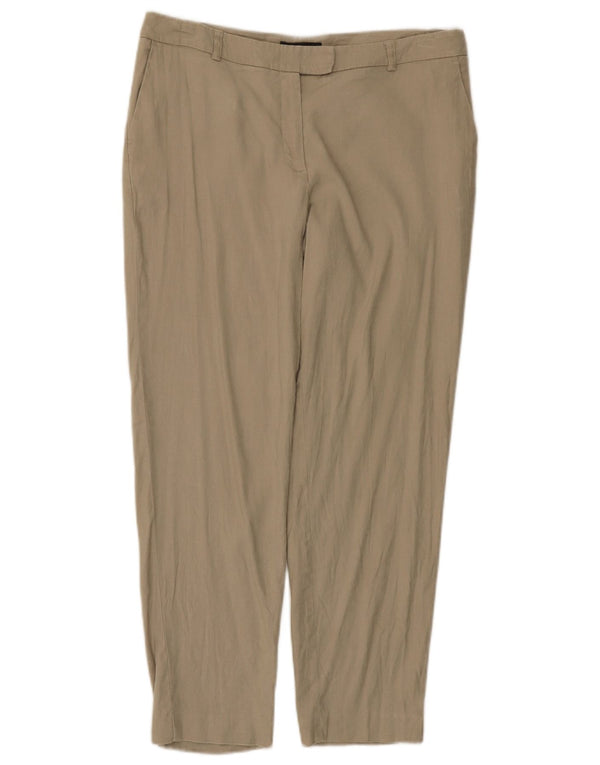 Calça Chino Feminina Marks & Spencer Slim UK 12 Médio W32 L27 Linho Bege