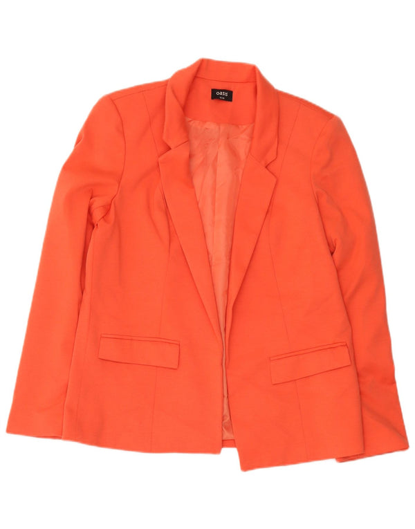 Jaqueta blazer aberta feminina Oasis UK 12 poliéster laranja médio