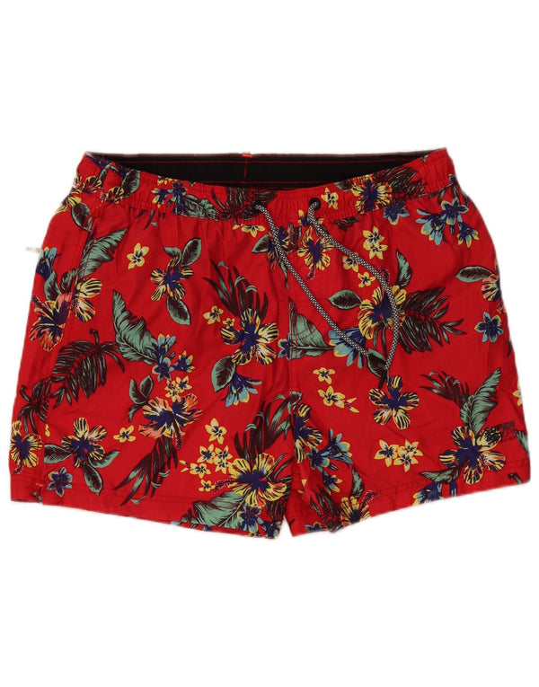 Shorts de natação masculino SUPERDRY 2XL poliéster floral vermelho