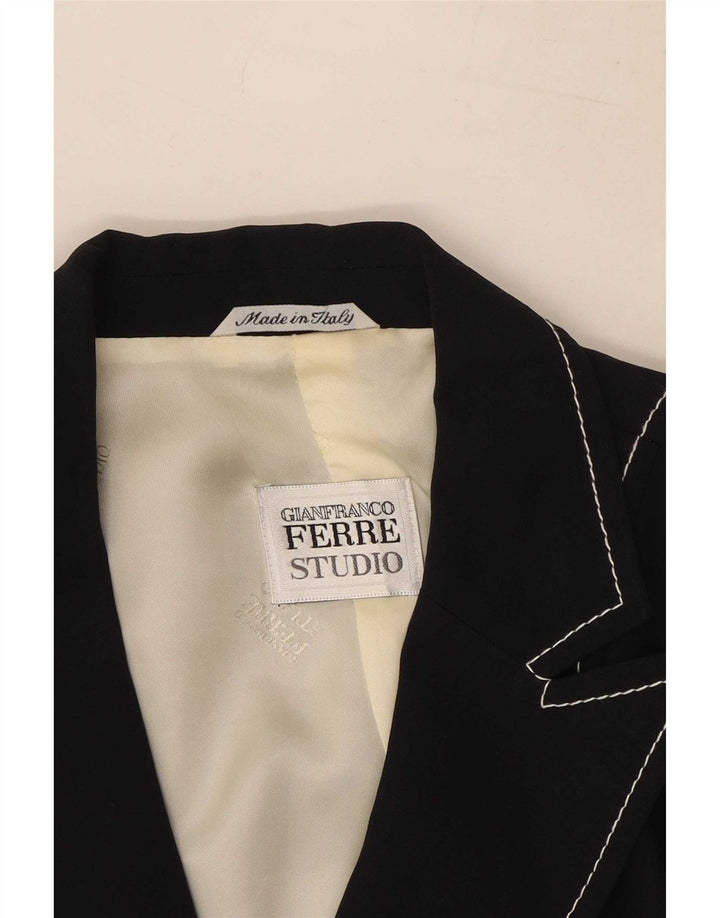 Jaqueta blazer feminina Gianfranco Ferre Reino Unido 14 médio azul marinho listrado