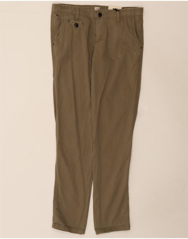 Calça casual slim feminina Tommy Hilfiger W28 L32 algodão cáqui