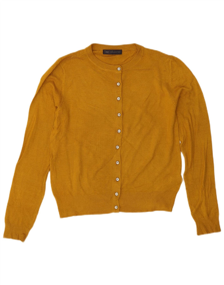 Suéter cardigã feminino grande Marks & Spencer Reino Unido 8 pequeno amarelo