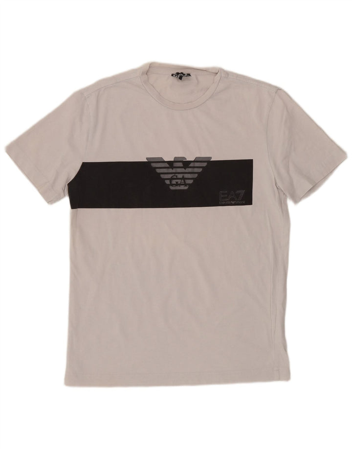 Camiseta masculina EMPORIO ARMANI com estampa gráfica pequena de algodão colorido branco