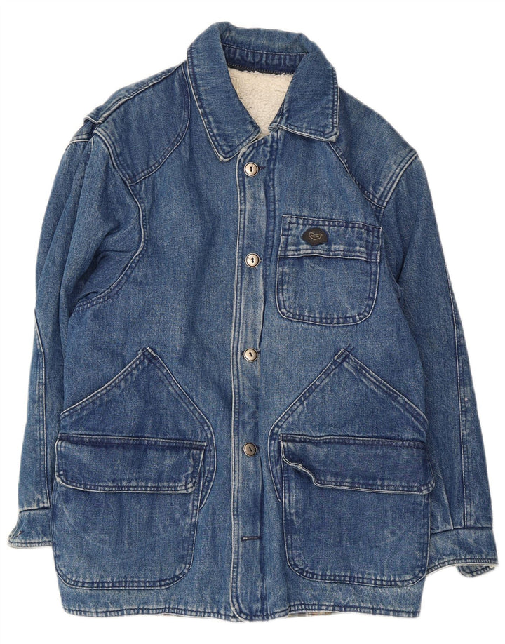 Casaco jeans Sherpa masculino POP 84 Reino Unido 36 poliéster azul pequeno