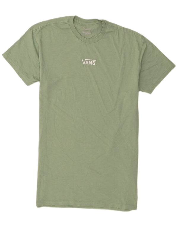Camiseta masculina alta de manga curta Vans, top pequeno de algodão verde