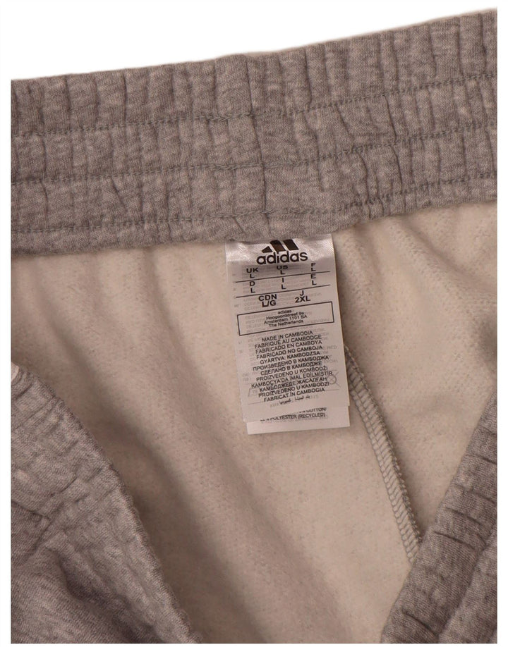 Calças de treino masculinas Adidas Joggers grandes de algodão cinza