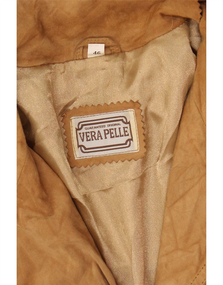 Jaqueta feminina vintage de camurça IT 46 grande couro marrom