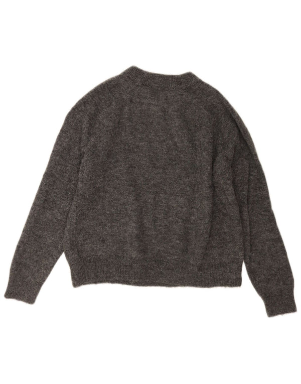 Zara Suéter feminino oversized com gola canoa Reino Unido 10 pequeno cinza nylon