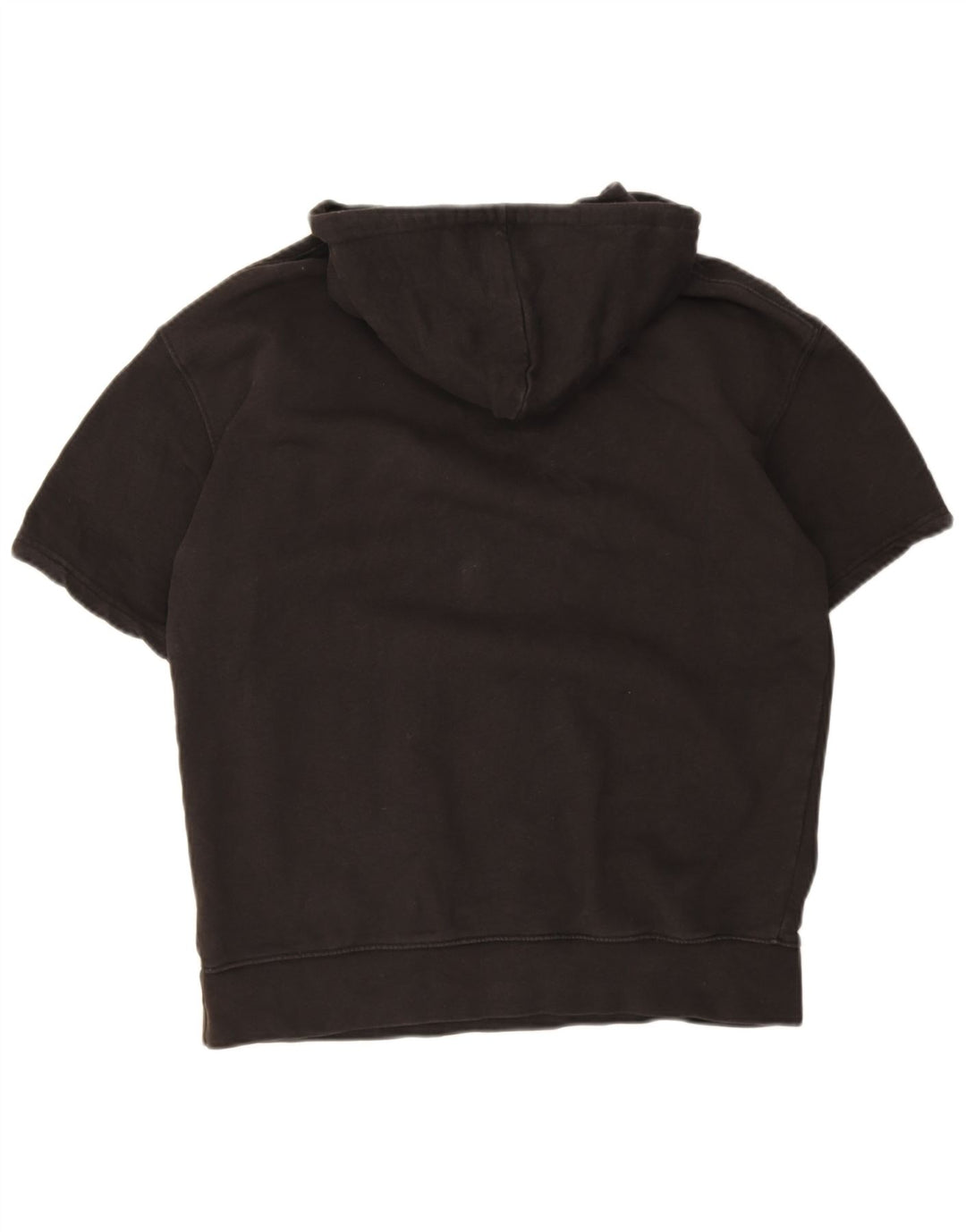 Zara Suéter masculino com capuz de manga curta médio preto algodão