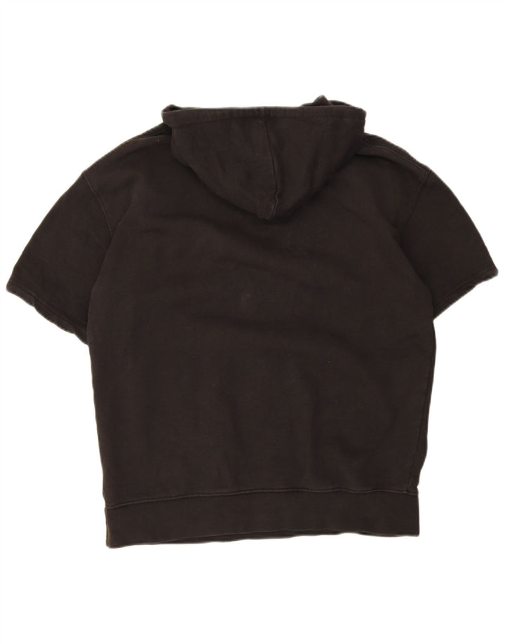 Zara Suéter masculino com capuz de manga curta médio preto algodão