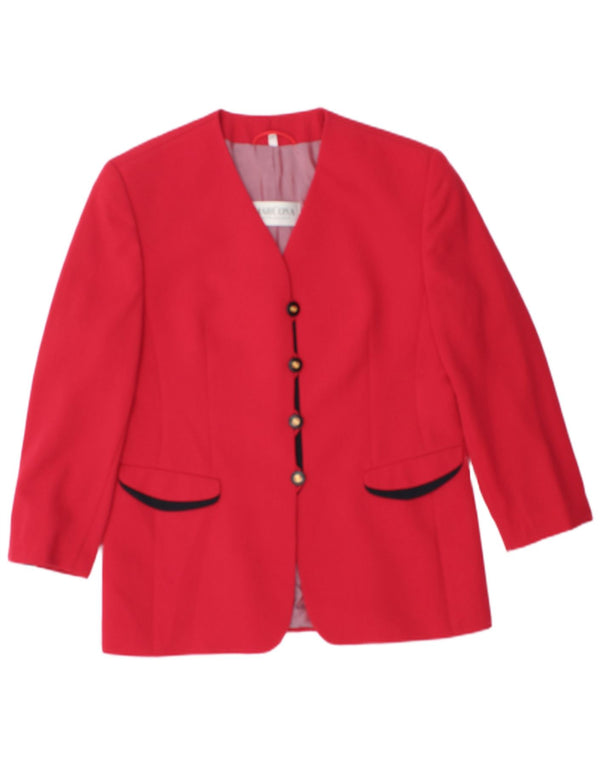 Jaqueta blazer feminina Marcona manga 3/4 com 4 botões Reino Unido 20 2XL poliéster vermelho
