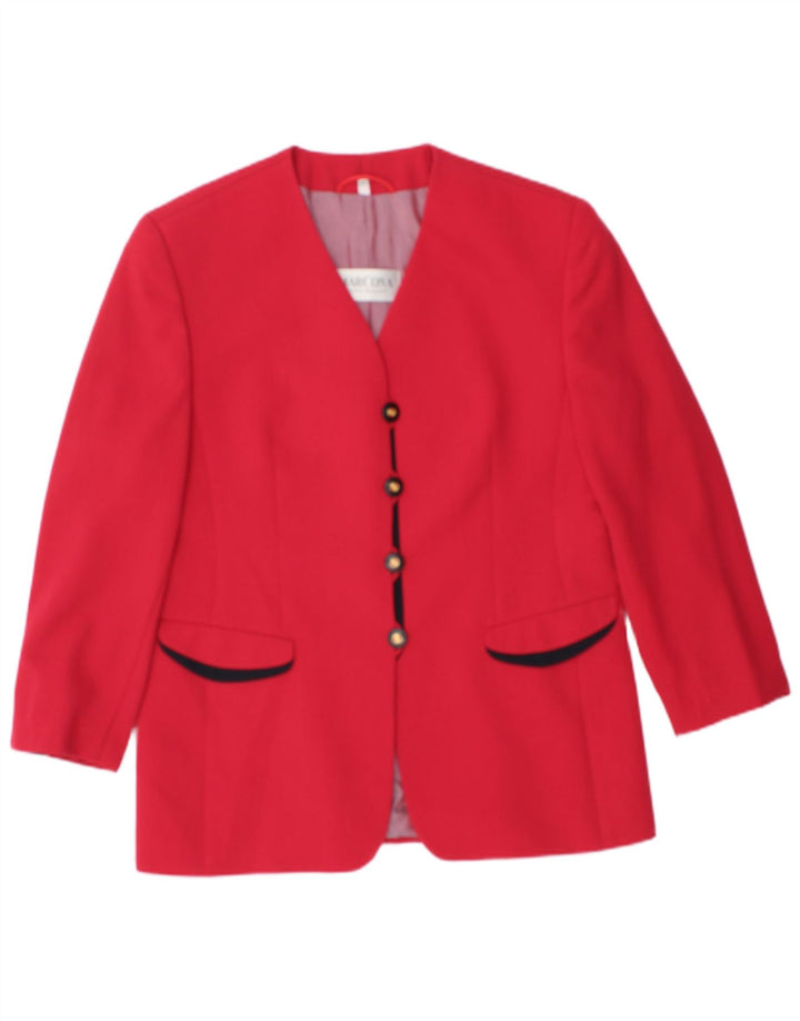 Jaqueta blazer feminina Marcona manga 3/4 com 4 botões Reino Unido 20 2XL poliéster vermelho