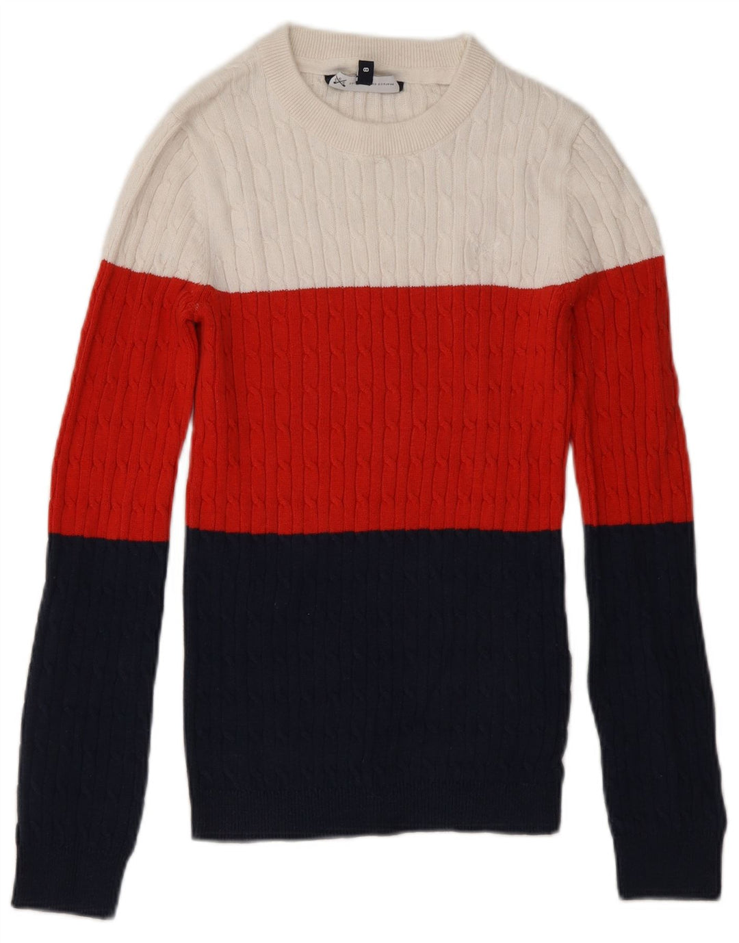 Suéter feminino Crew Clothing com gola redonda Reino Unido 8 pequeno multicolorido