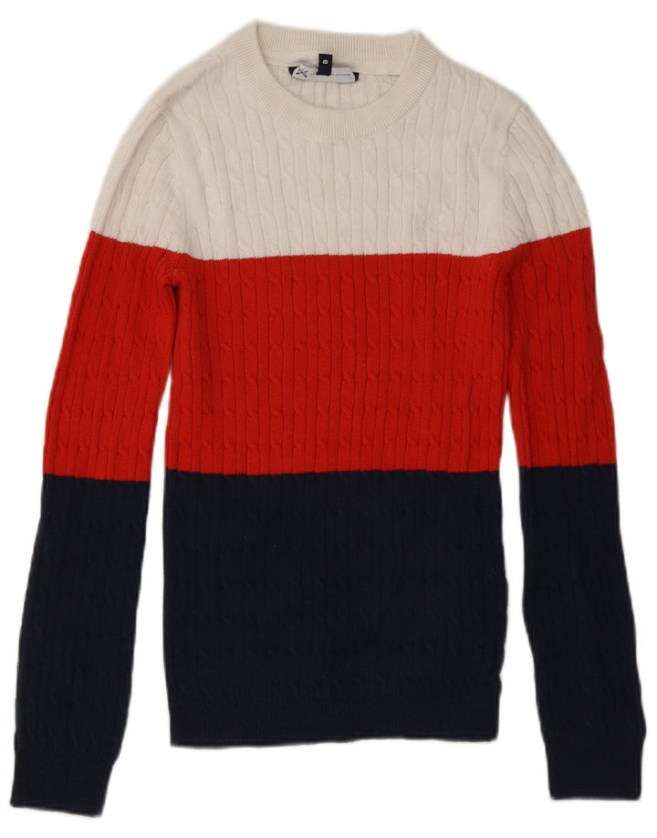 Suéter feminino Crew Clothing com gola redonda Reino Unido 8 pequeno multicolorido
